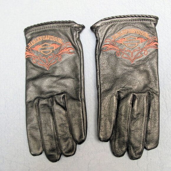 HARLEY BLACK LEATHER GLOVES GENIUNE MOTORCLOTHES LARGE - Picture 1 of 6
